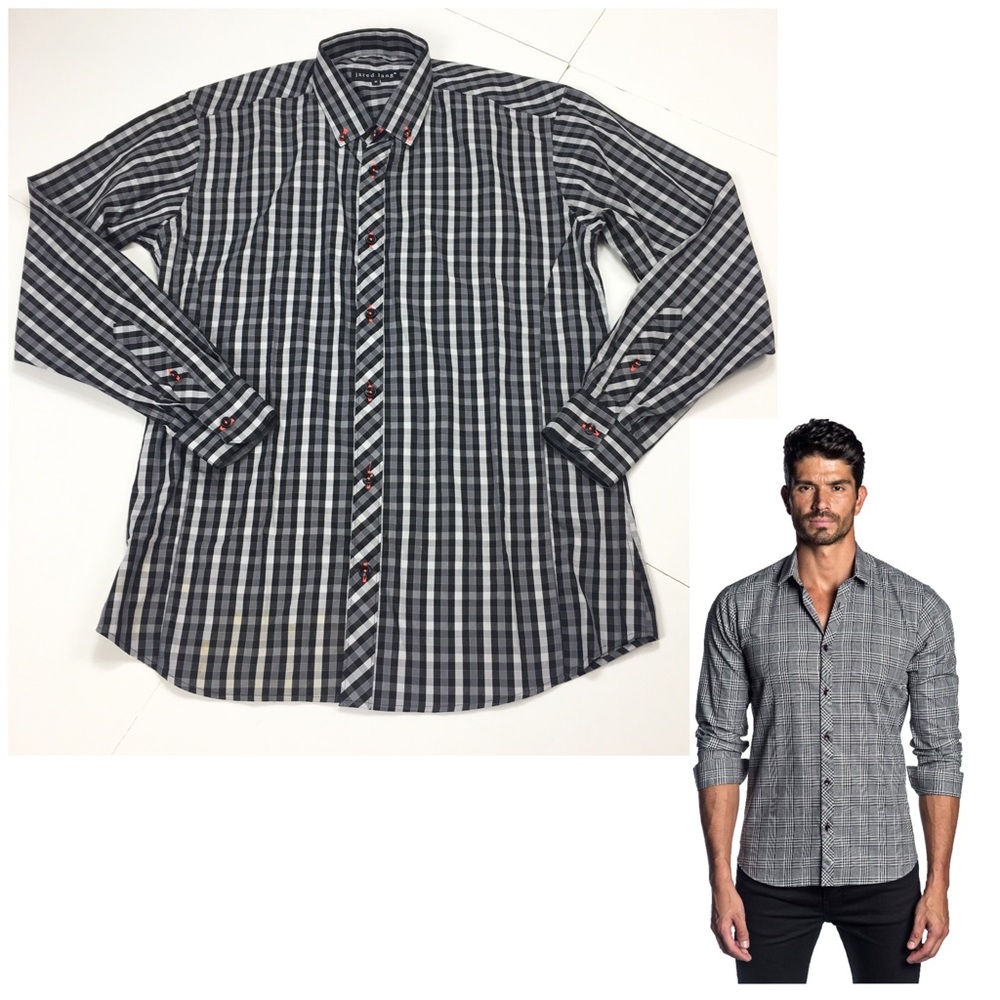 Jared Lang Plaid Shirt Black & Gray